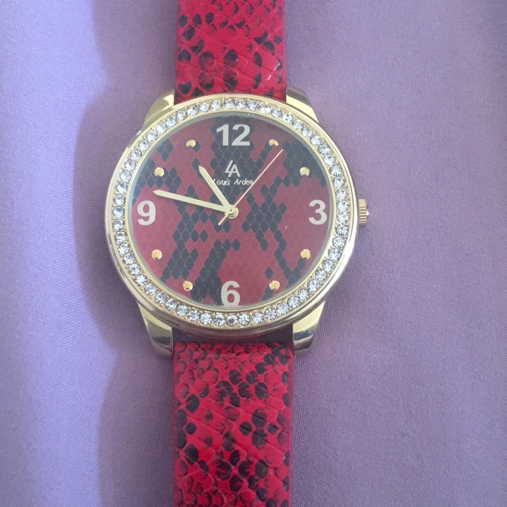 Red w crystals fashion watch